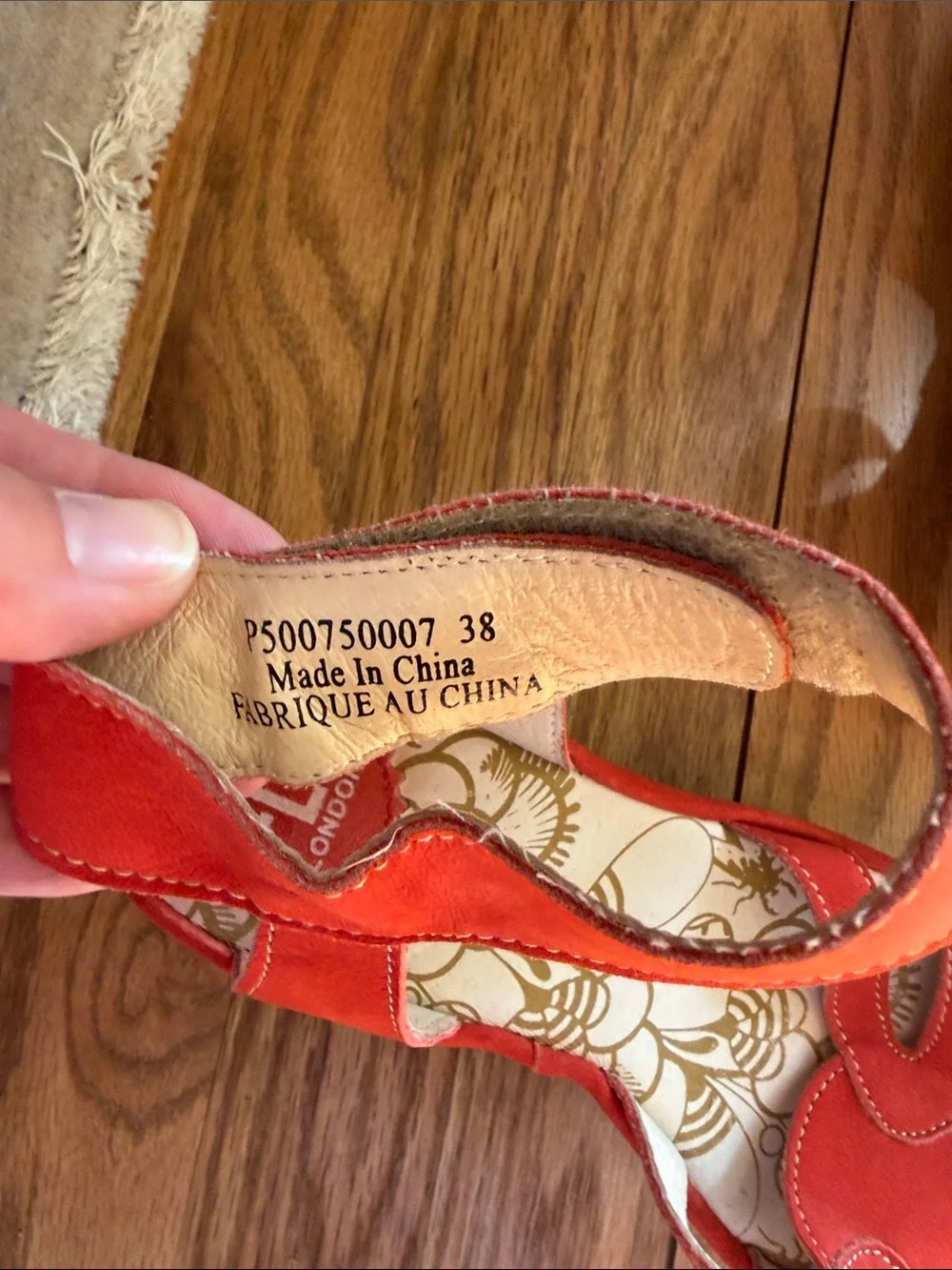 NWOT Fly London Women’s Red Suede Wedge Sandals, Size 38 (approximately 7 1/2)